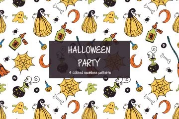 Halloween Party Illustration Vector Free Pattern