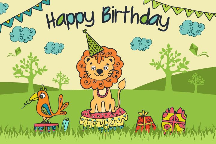 Happy Birthday Funny Lion Free Illustration