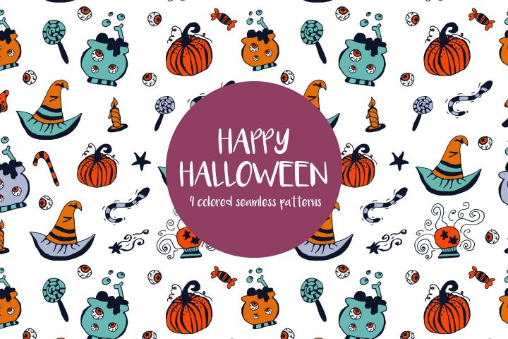 Happy Halloween Illustration Vector Free Pattern