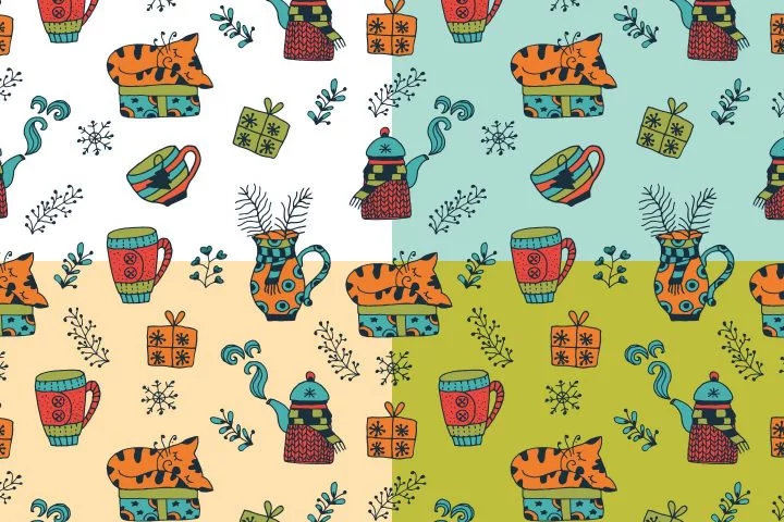 New Year At Home Vector Free Pattern