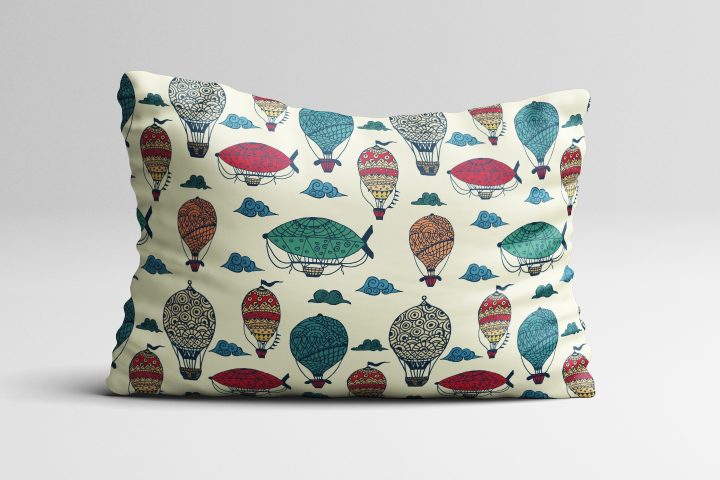 Vintage Hot Air Balloons Illustration Vector Free Pattern