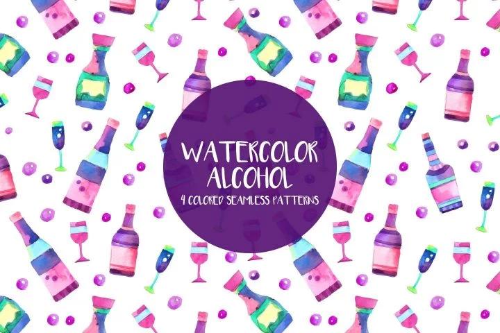 Watercolor Alcohol Illustration Vector Free Pattern