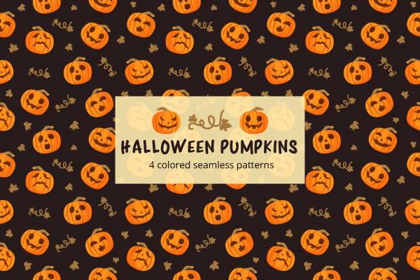 Cute Halloween Free Vector Seamless Pattern - GraphicSurf.com