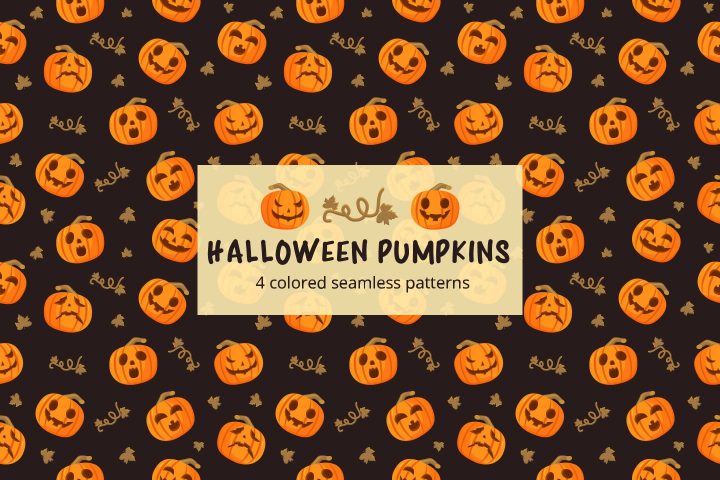 Halloween Pumpkins Vector Seamless Free Pattern