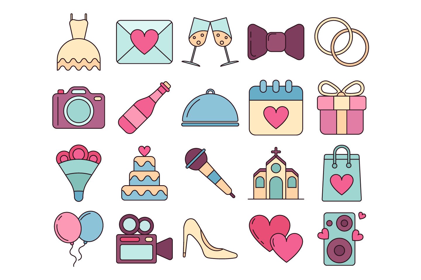 Wedding Vector Free Icon Set - GraphicSurf.com