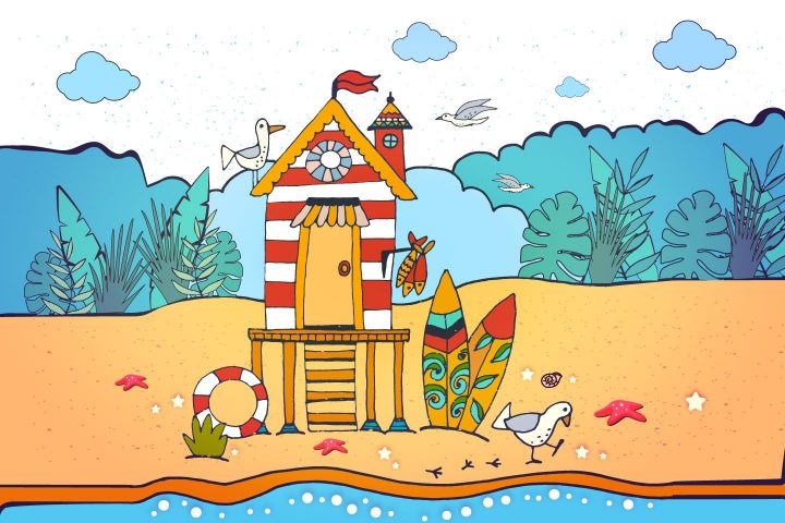 Beach Hut Free Vector Illustration