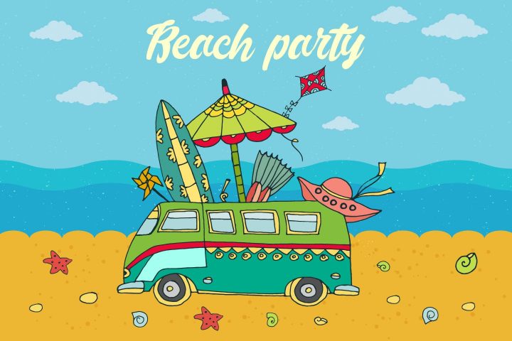 Beach Party Free Vector Illustration