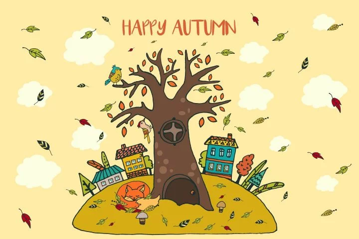 Happy Autumn Free Vector Illustration