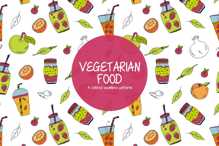 Vegetarian Food Illustration Vector Free Pattern