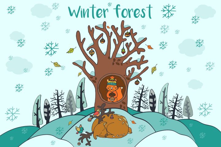 Winter Forest Free Vector Illustration