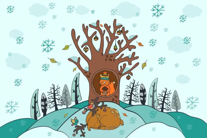 Winter Forest Free Vector Illustration