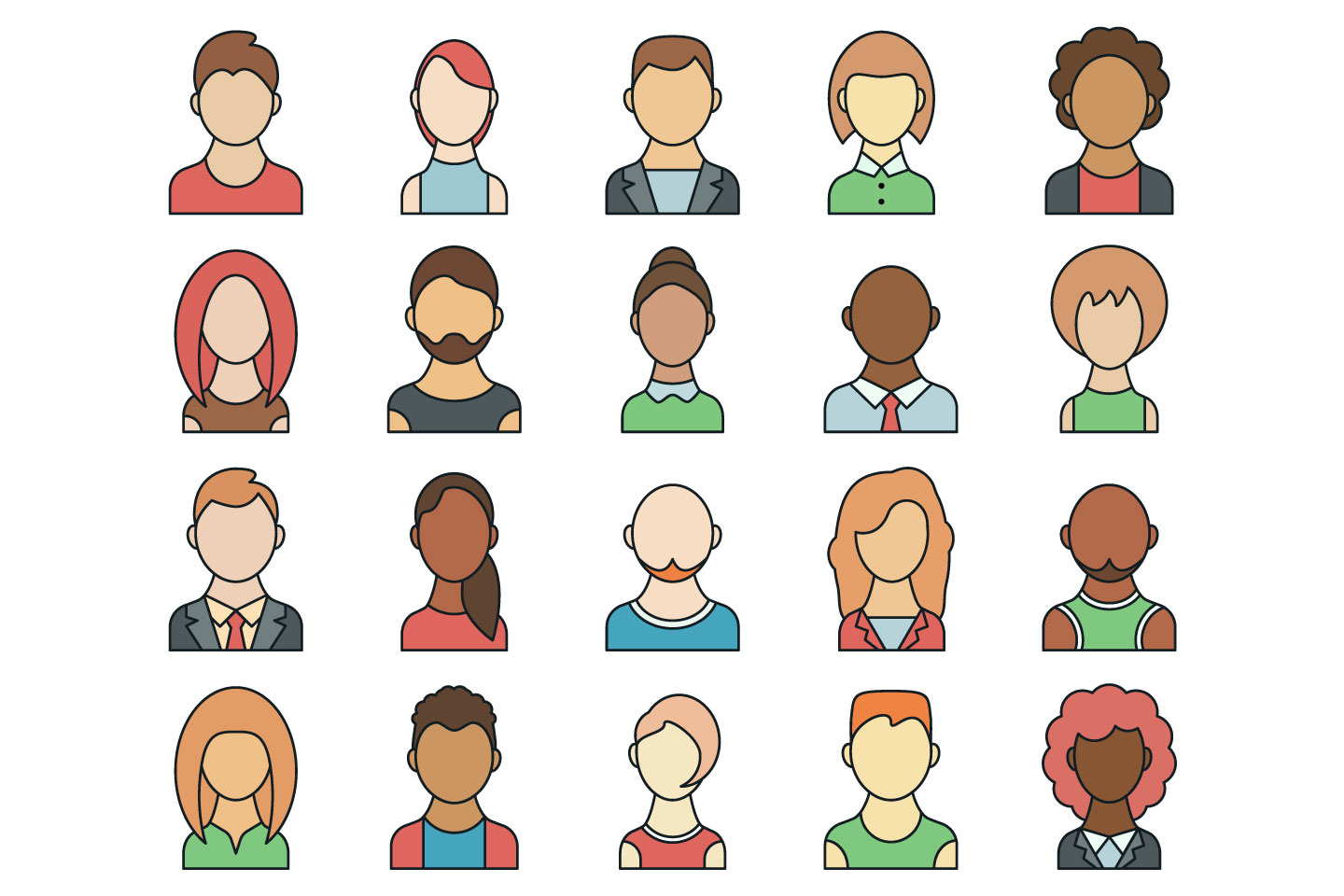 People Avatars Vector Free Icon Set 