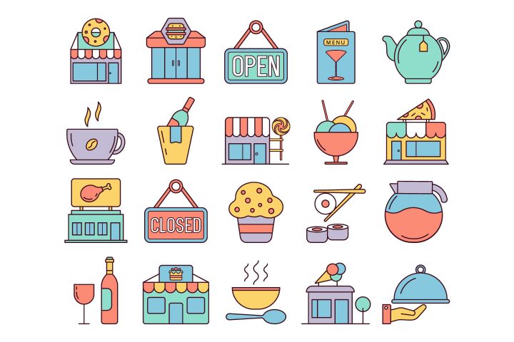 Restaurants and Cafes Vector Free Icon Set