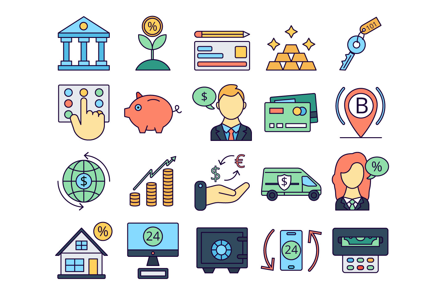 Banking Vector Free Icon Set - GraphicSurf.com