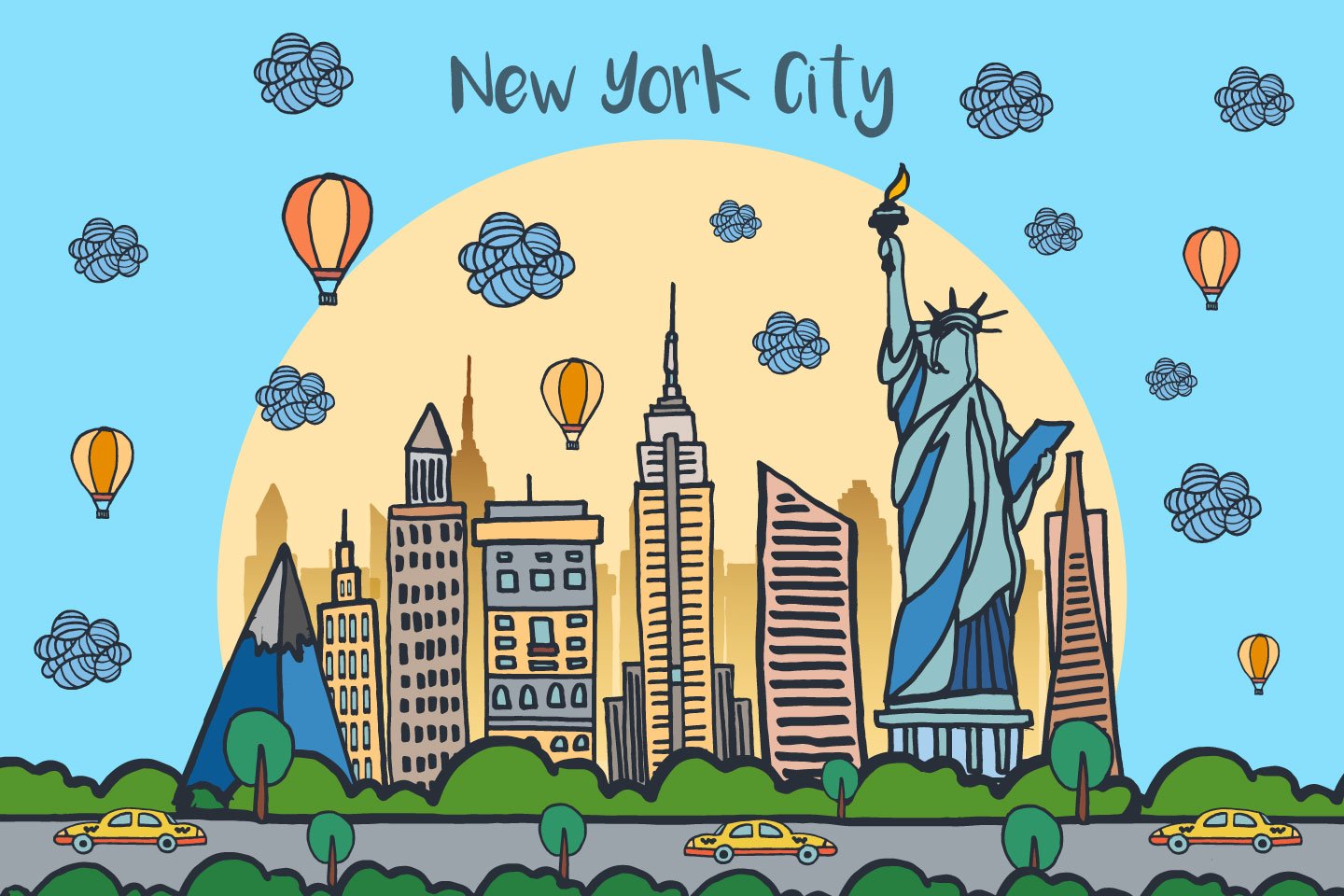 New York City Vector Free Illustration - GraphicSurf.com.