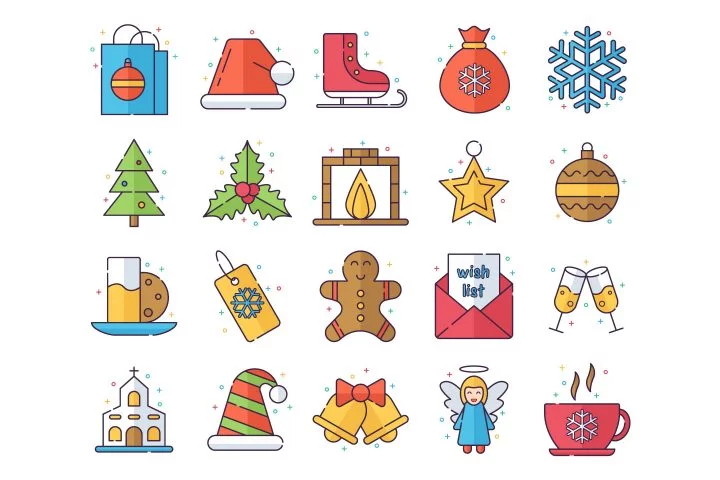 Merry Christmas Vector Free Icon Set