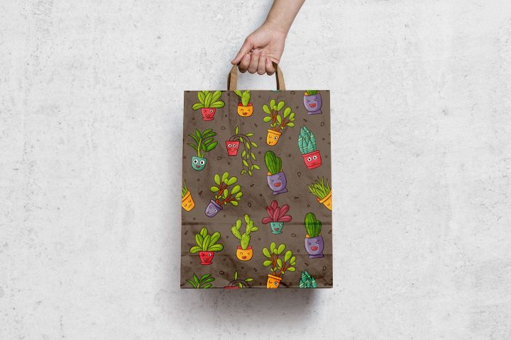Cute Plants Vector Free Seamless Pattern