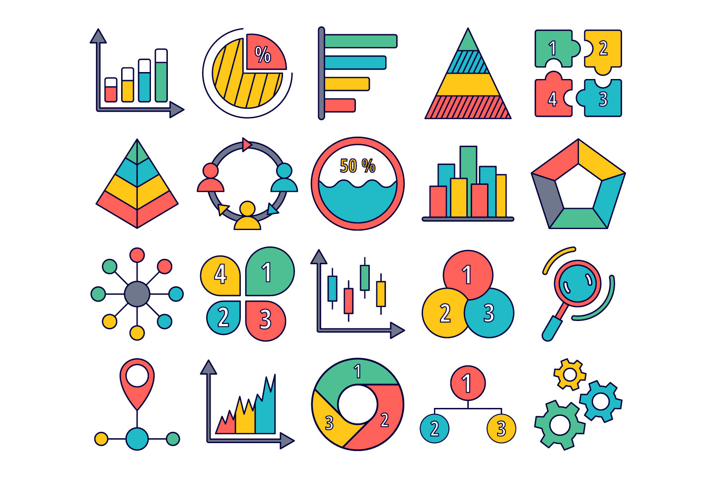 infographic icons of data