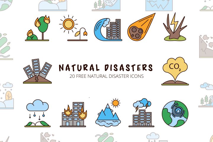 Natural Disasters Vector Free Icon Set