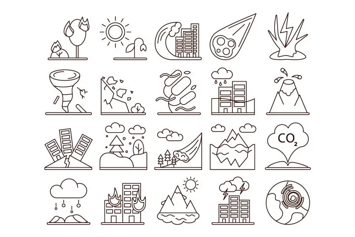 Natural Disasters Vector Free Icon Set