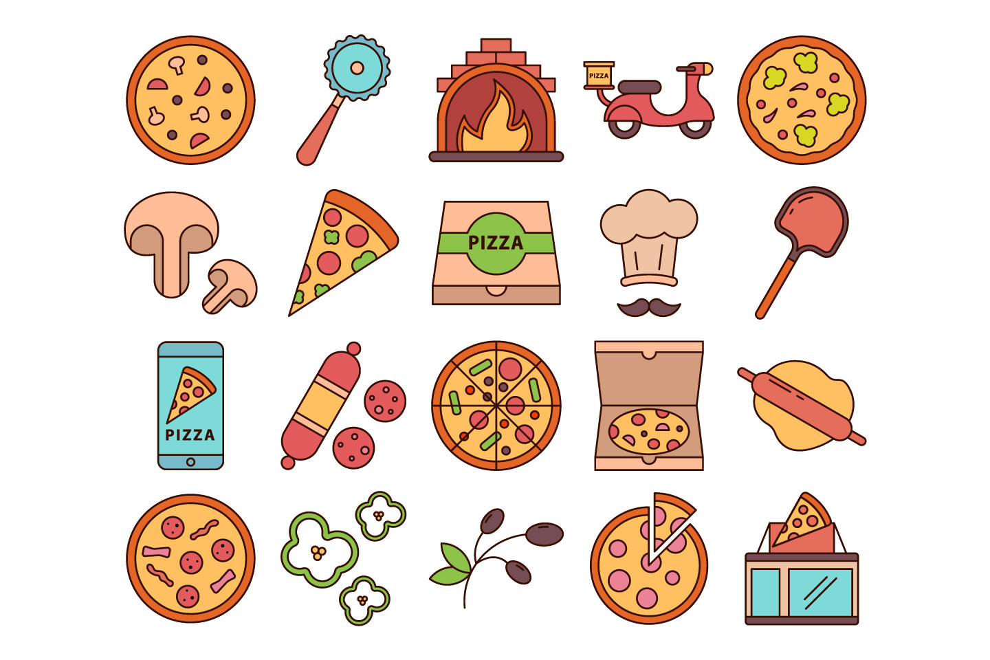 Pizza Vector Free Icon Set - GraphicSurf.com