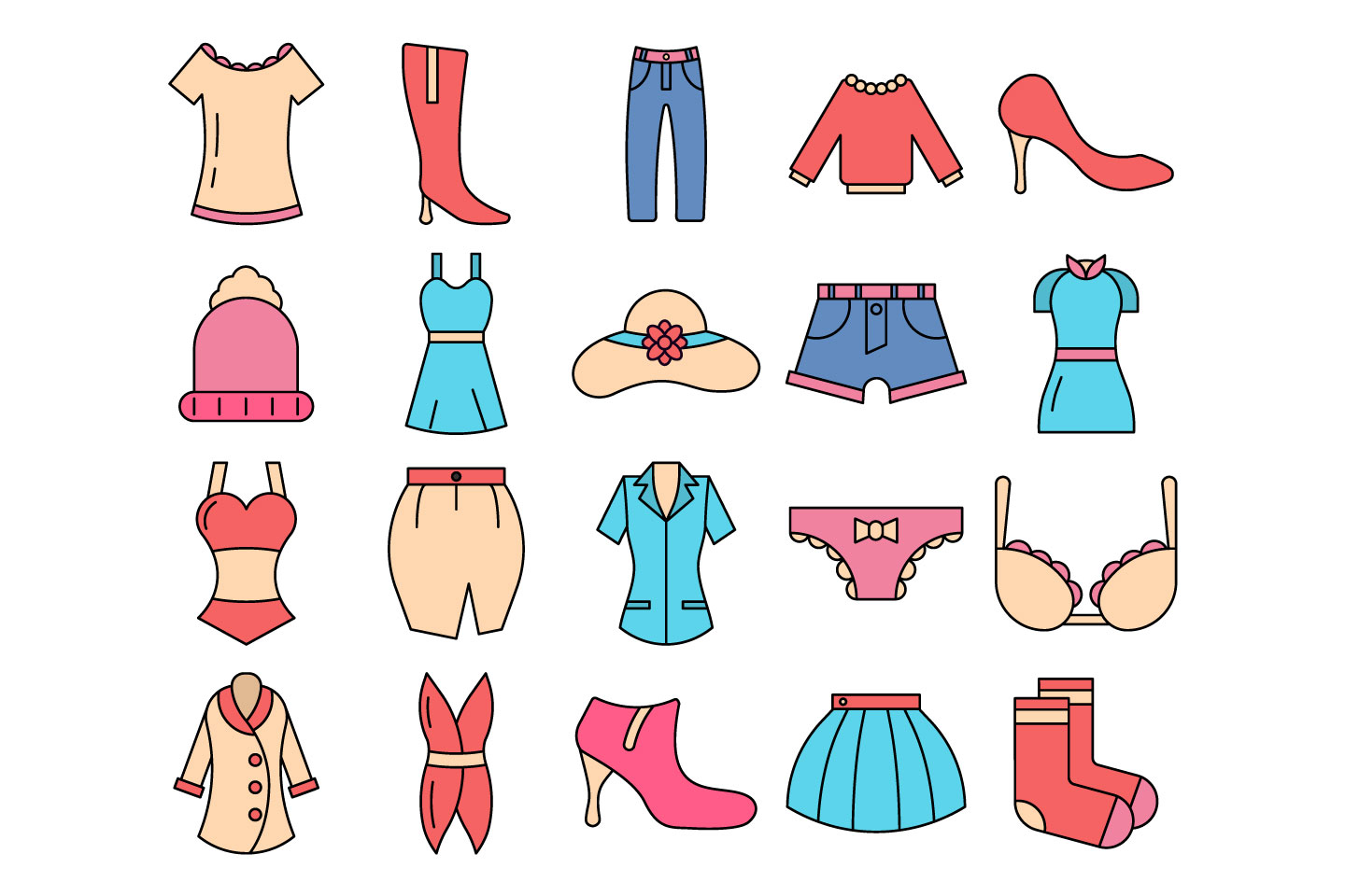 Women Clothes Vector Free Icon Set - GraphicSurf.com