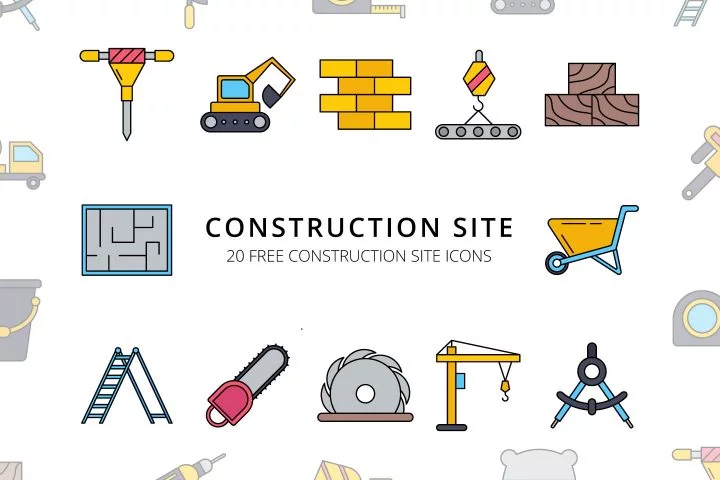 Construction Site Vector Free Icons Set