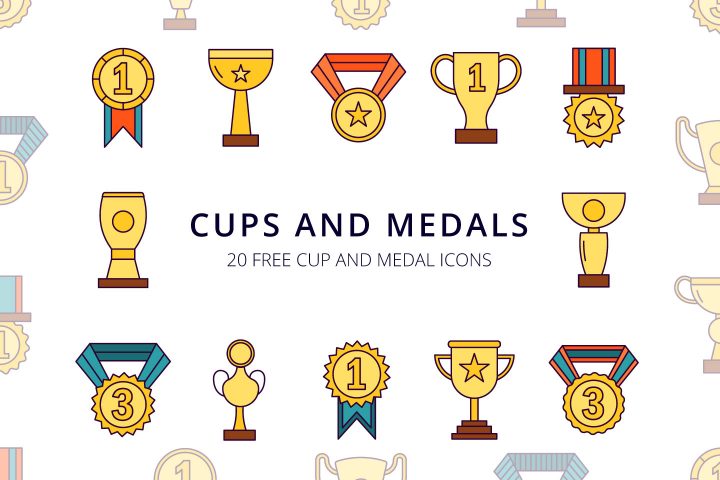 Cups and Medals Vector Free Icon Set