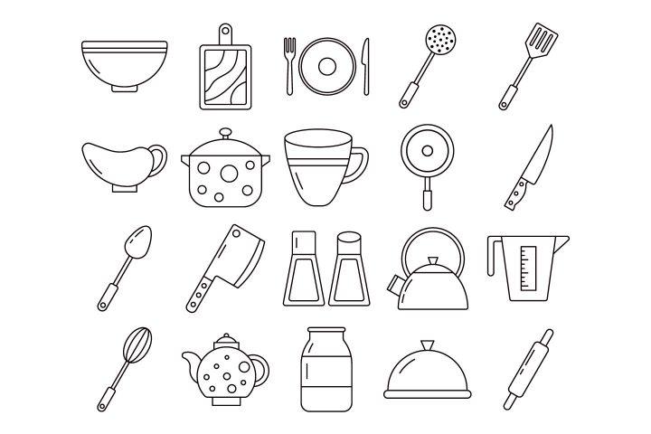 Kitchenware and Items Vector Free Icon Set