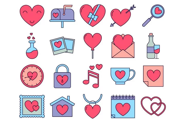 Happy Valentines Day Vector Free Icon Set