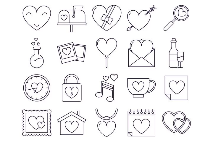 Happy Valentines Day Vector Free Icon Set