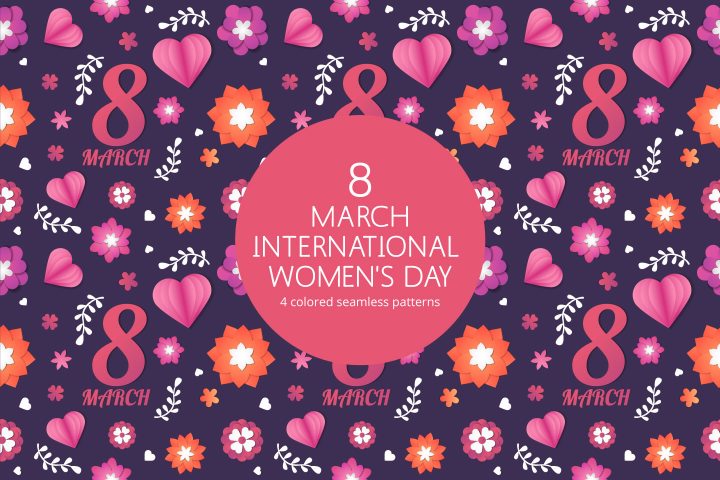 8 March International Women’s Day Vector Patterns