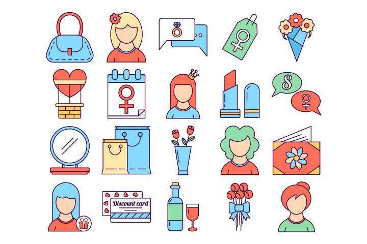8 March International Women’s Day Free Vector Icons