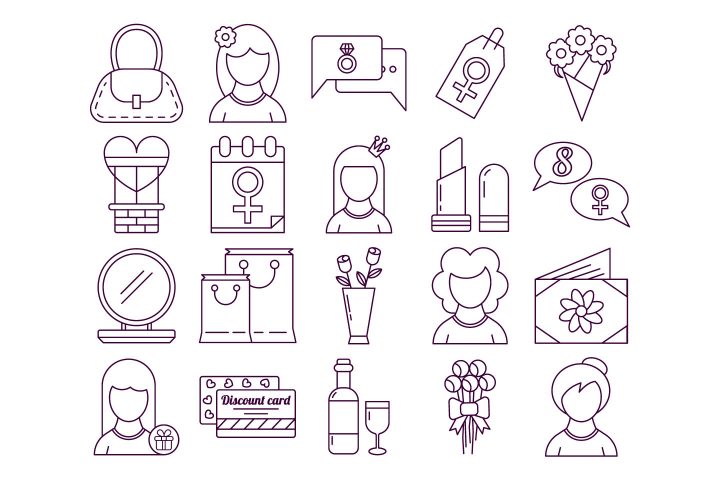 8 March International Women’s Day Free Vector Icons