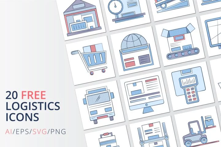 20 Free Logistics Icons AI, EPS, SVG, PNG Format