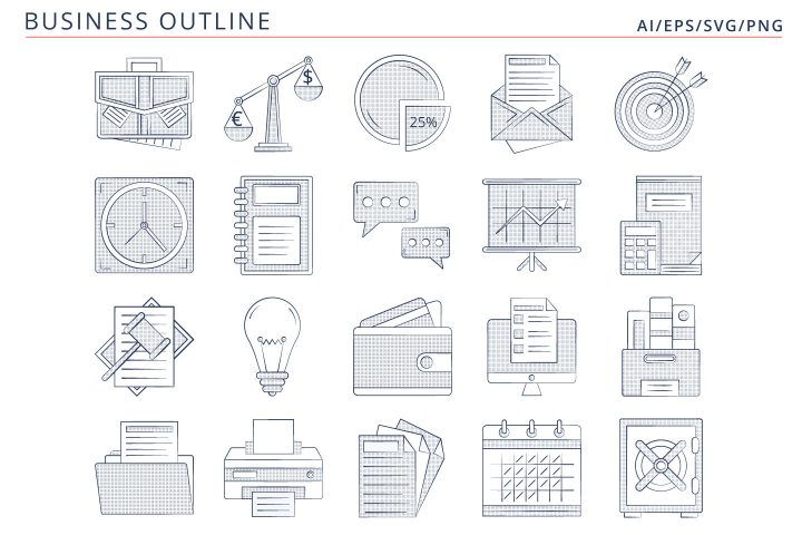 20 Business Icons Free Vector Art