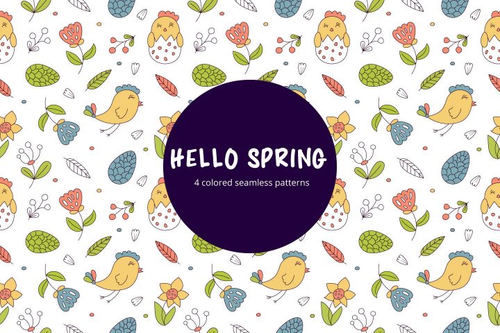 Hello Spring Vector Free Seamless Pattern
