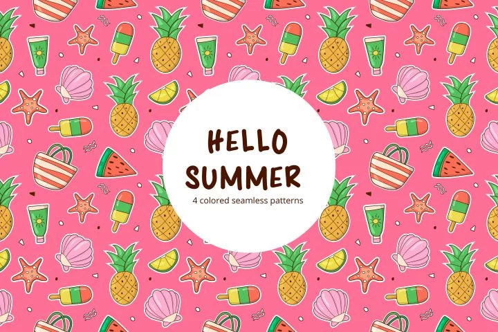Hello Summer Vector Free Seamless Pattern