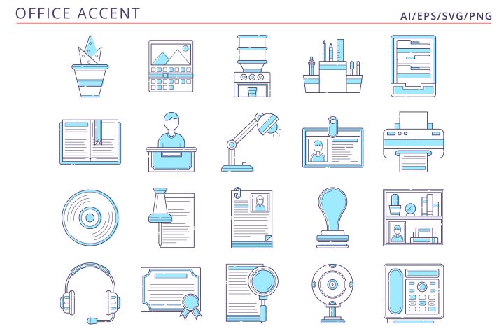 20 Office Icons Free Vector Art