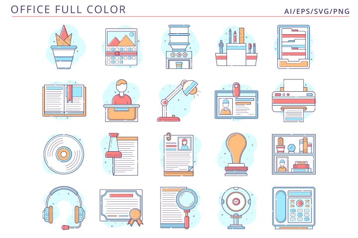 20 Office Icons Free Vector Art