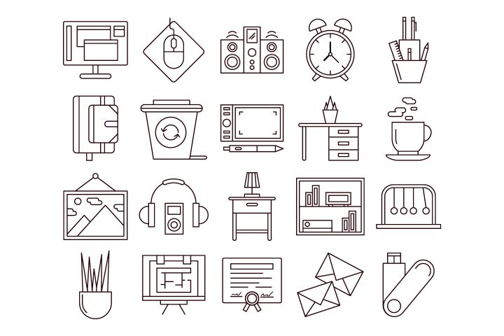 Workspace Vector Free Icon Set