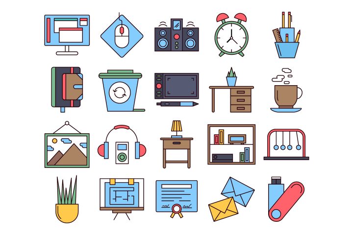 Workspace Vector Free Icon Set