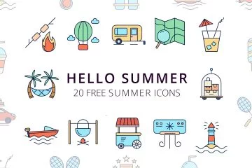 Hello Summer Vector Free Icon Set