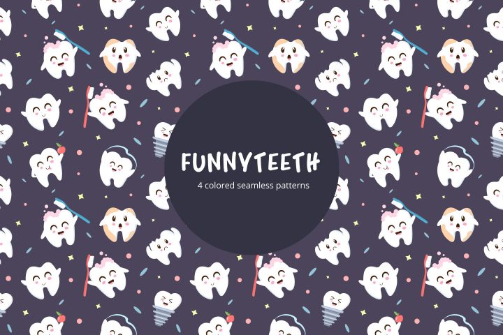 Funny Teeth Vector Free Seamless Pattern