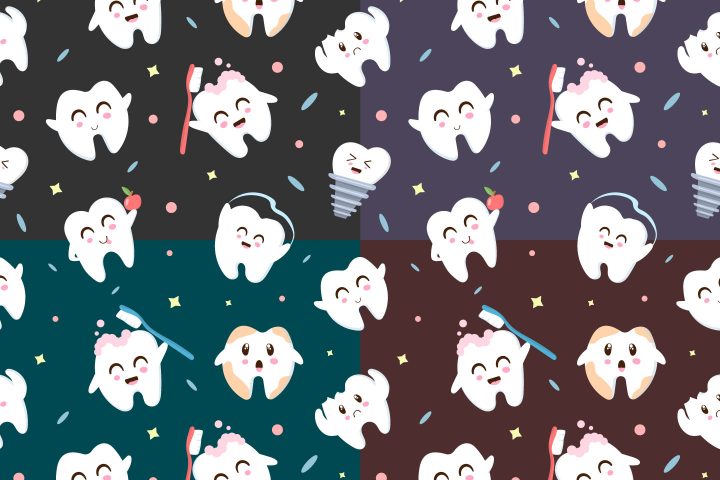 Funny Teeth Vector Free Seamless Pattern