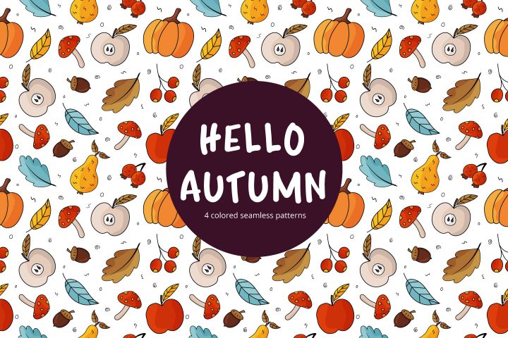 Hello Autumn Vector Free Seamless Pattern
