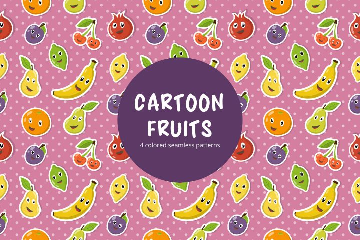 Cartoon Fruits Vector Seamless Pattern