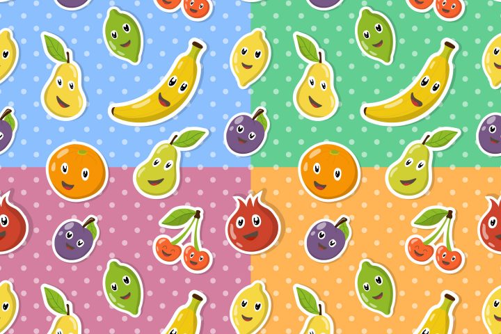 Cartoon Fruits Vector Seamless Pattern