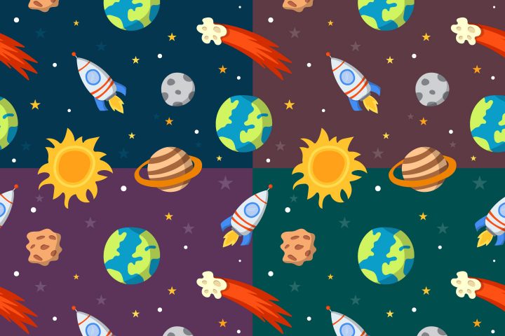 Cartoon Space Vector Seamless Pattern