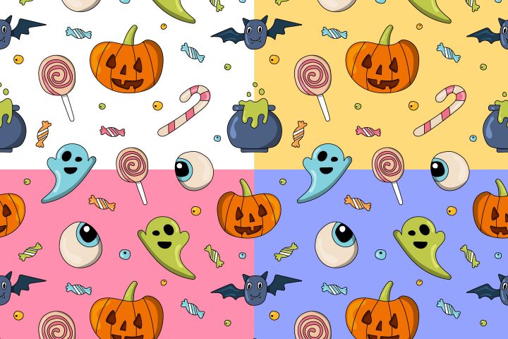 Cute Halloween Free Vector Seamless Pattern